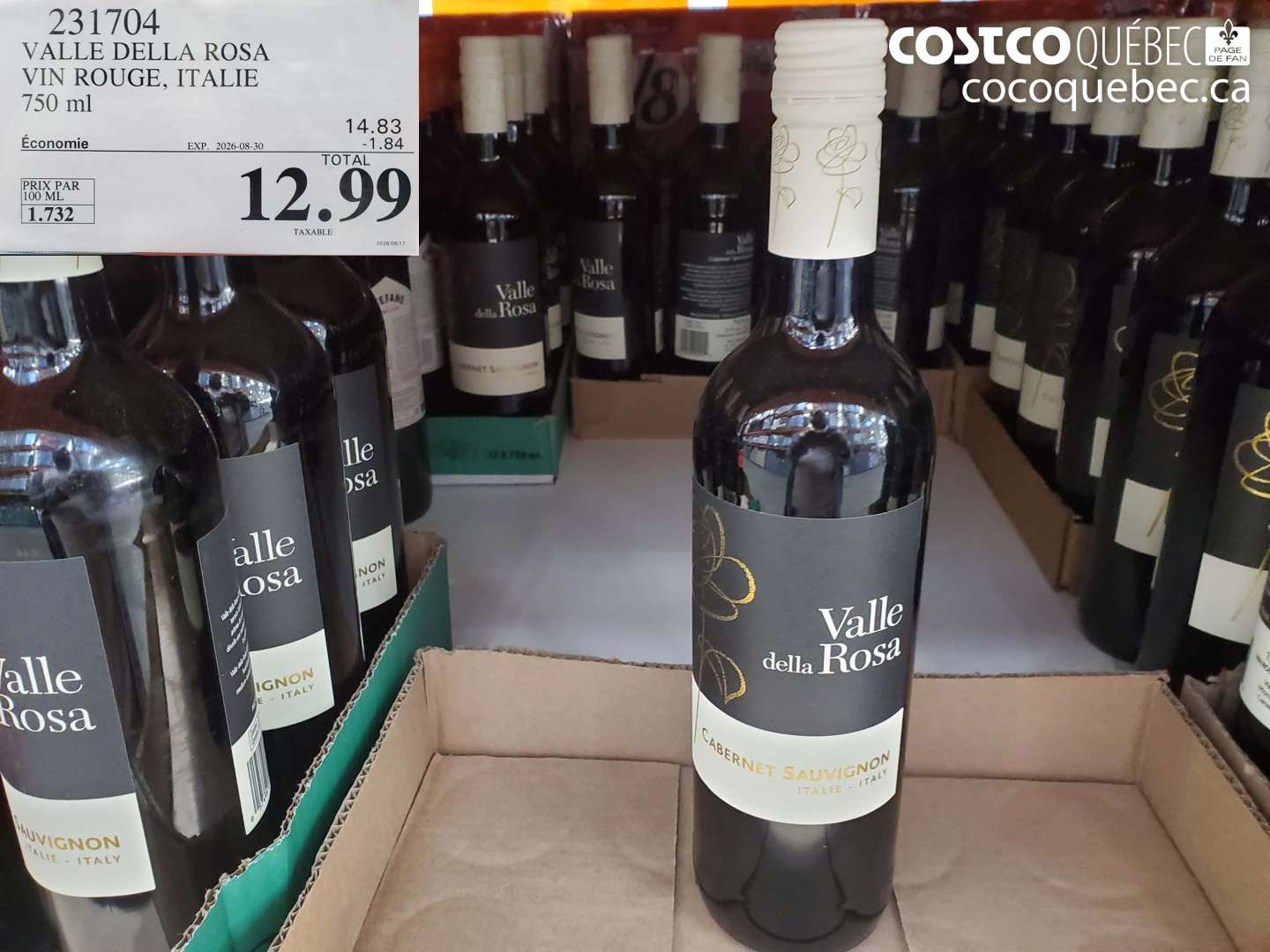 231704 VALLE DELLA ROSA VIN ROUGE, ITALIE ($1.84 INSTANT SAVINGS EXPIRES ON 2026-08-30) $12.99