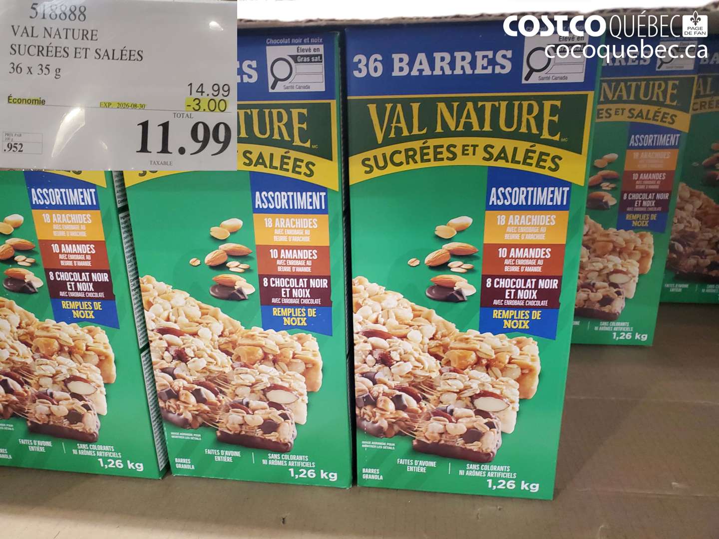 518888 VAL NATURE SUCRÉES ET SALÉES ($3.00 INSTANT SAVINGS EXPIRES ON 2025-08-30) $11.99