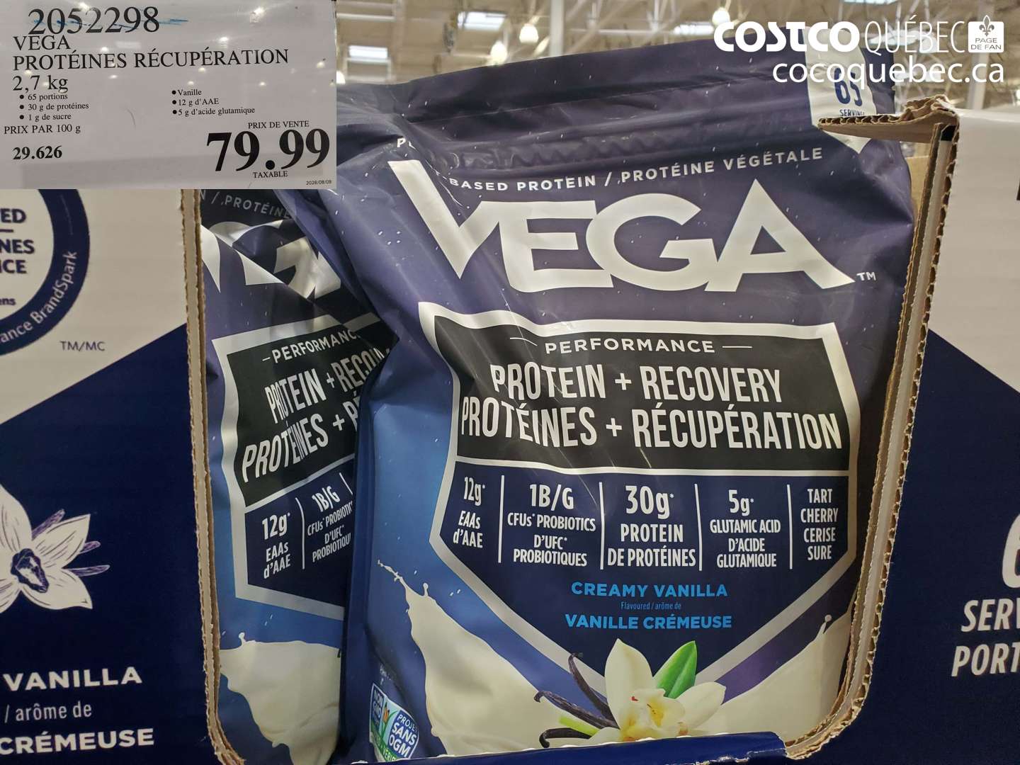 2052298 VEGA PROTÉINES RÉCUPÉRATION 2.7 KG $79.99