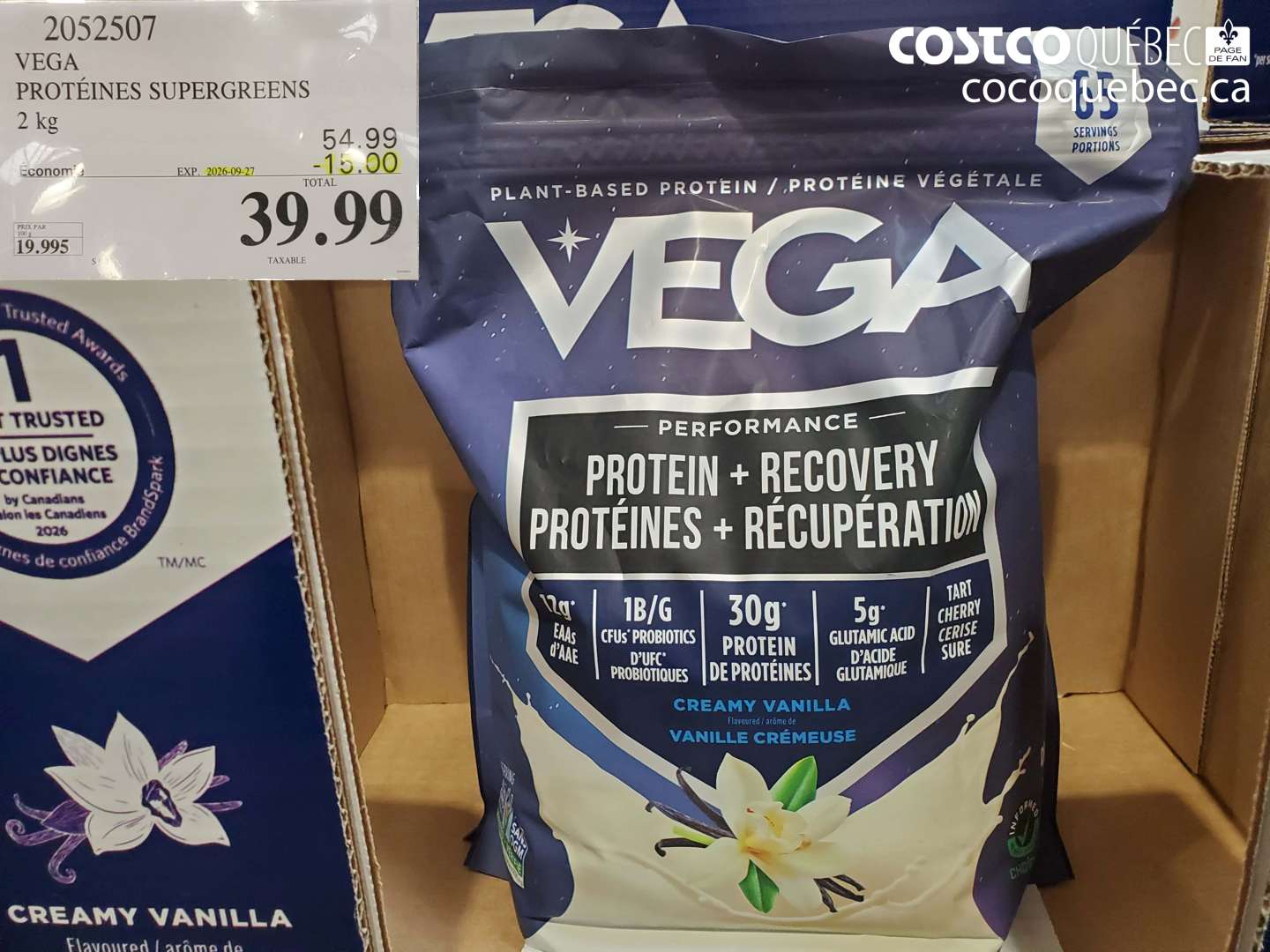 2052507 VEGA PROTÉINES SUPERGREENS 2 KG ($15.00 INSTANT SAVINGS EXPIRES ON 2026-09-27) $39.99