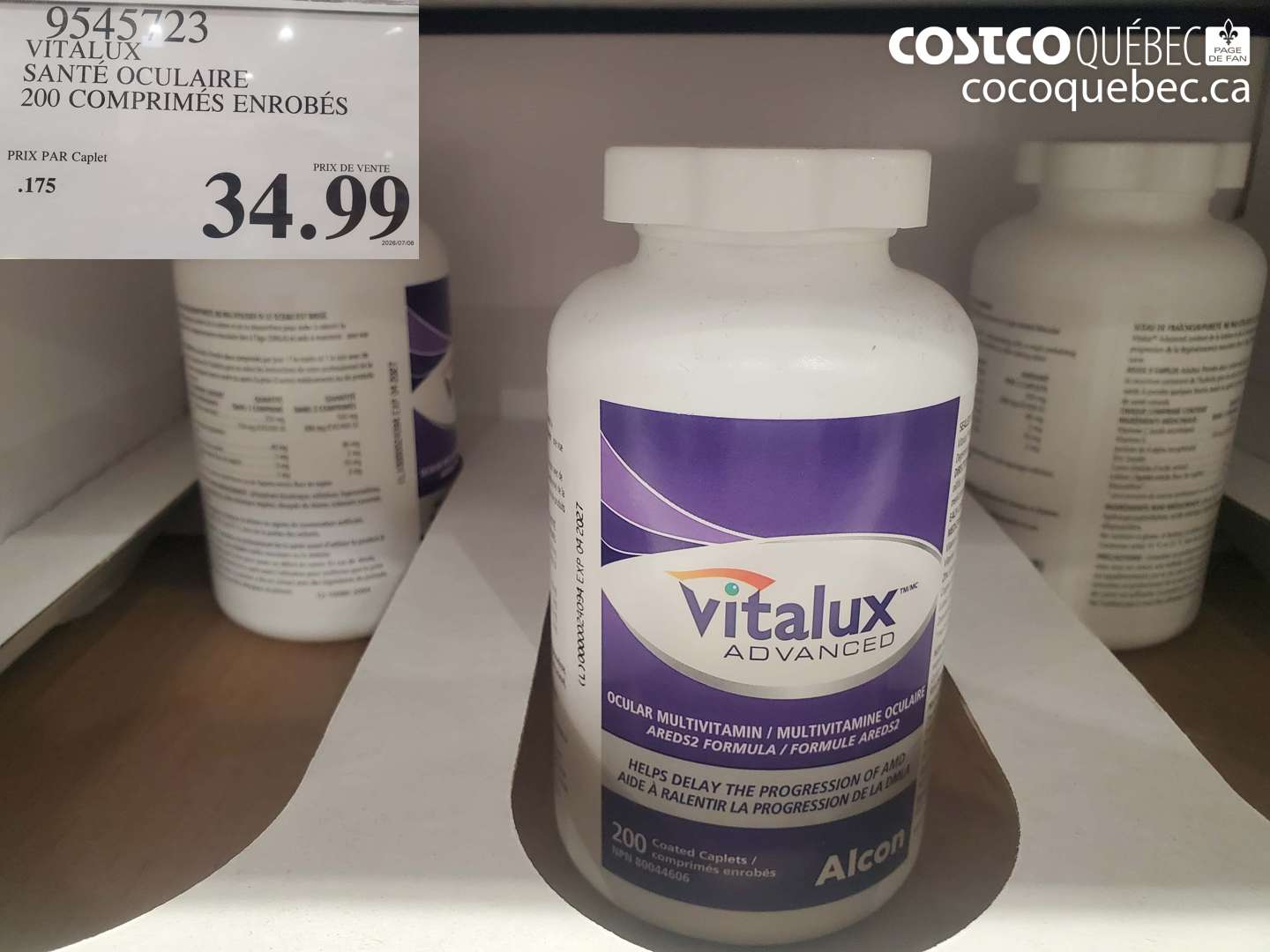 9545723 VITALUX SANTÉ OCULAIRE 200 COMPRIMÉS ENROBÉS $34.99