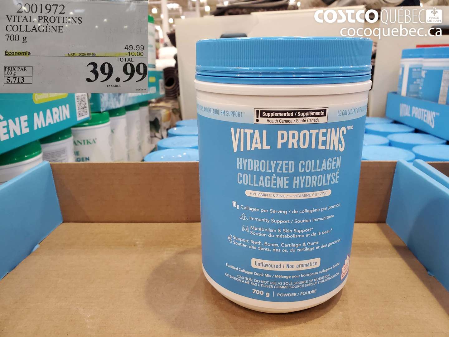 2001972 VITAL PROTEINS COLLAGÈNE 700 G ($10.00 INSTANT SAVINGS EXPIRES ON 2026-09-06) $39.99