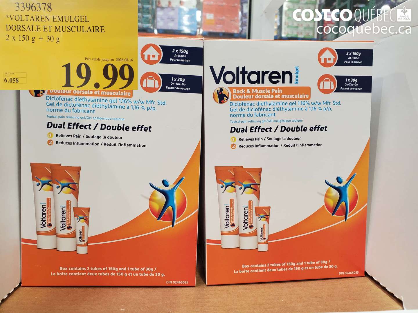 3396378 VOLTAREN EMULGEL DORSALE ET MUSCULAIRE 2 X 150 G + 30 G (EXPIRES ON 2026-08-16) $19.99