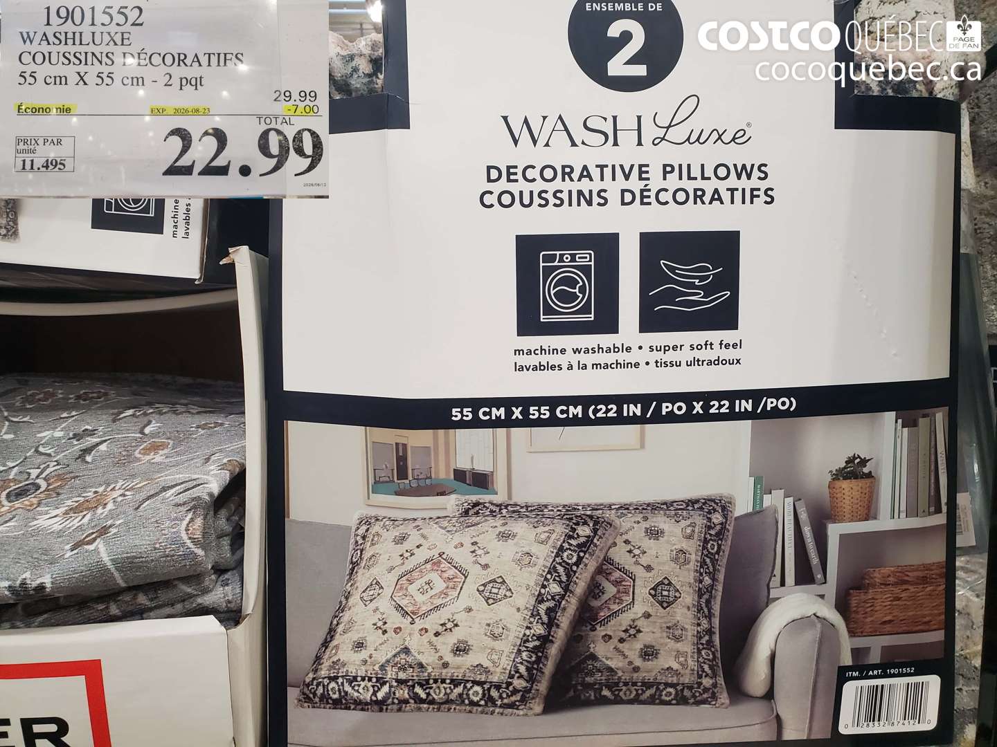 1901552 WASHLUXE COUSSINS DÉCORATIFS ($7.00 INSTANT SAVINGS EXPIRES ON 2026-08-23) $22.99