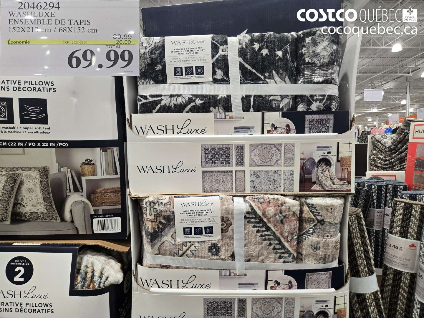 2046294 WASHLUXE ENSEMBLE DE TAPIS 152X213 CM / 68X152 CM ($20.00 INSTANT SAVINGS EXPIRES ON 2026-08-09) $69.99