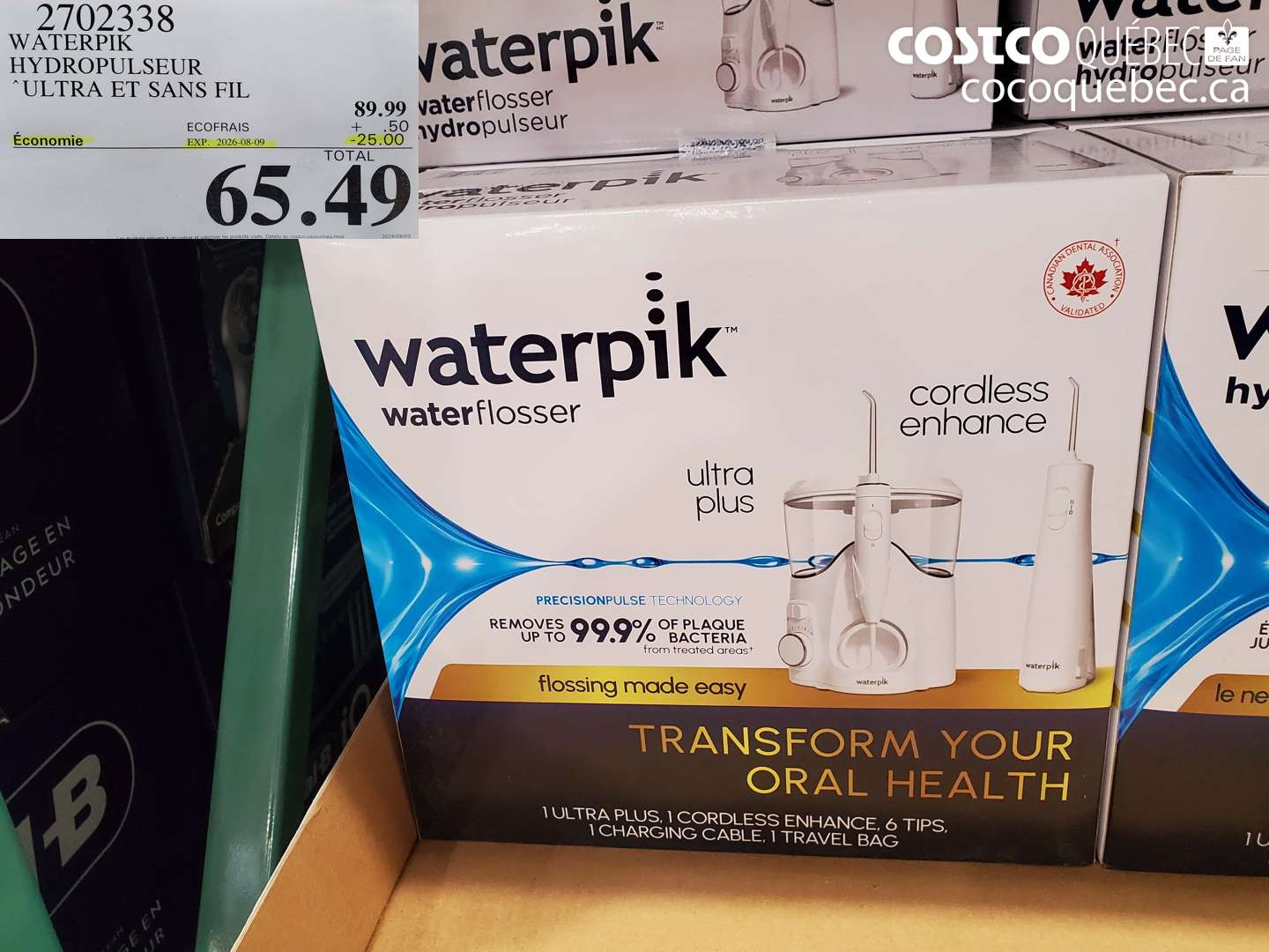2702338 WATERPIK HYDROPULSEUR ULTRA ET SANS FIL ($25.00 INSTANT SAVINGS EXPIRES ON 2026-08-09) $65.49