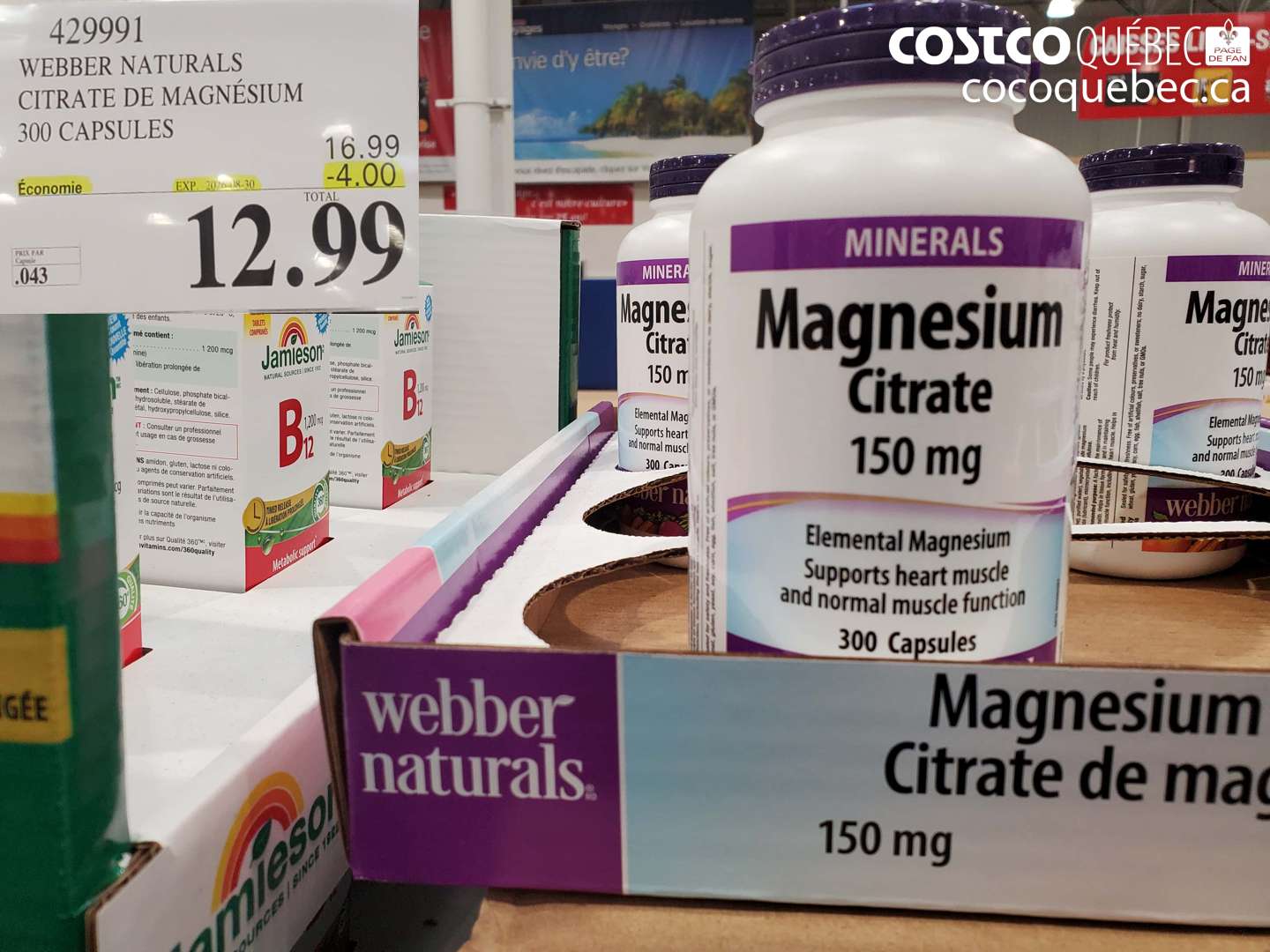 429991 WEBBER NATURALS CITRATE DE MAGNÉSIUM 300 CAPSULES ($4.00 INSTANT SAVINGS EXPIRES ON 2026-08-30) $12.99