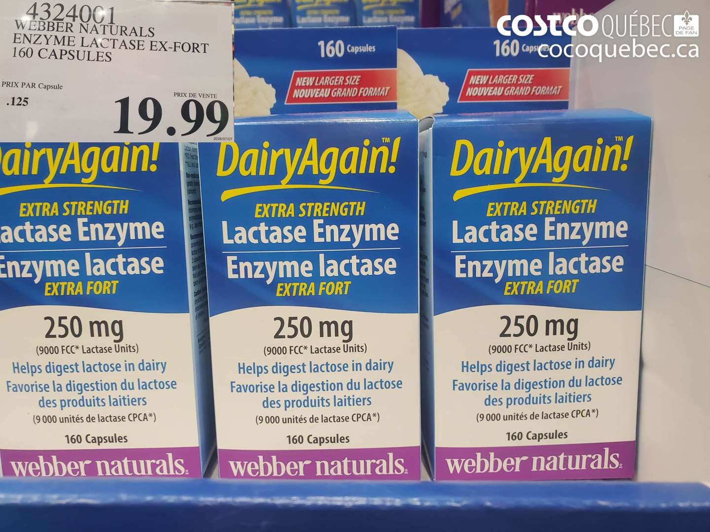 4324001 WEBBER NATURALS ENZYME LACTASE EX-FORT 160 CAPSULES $19.99