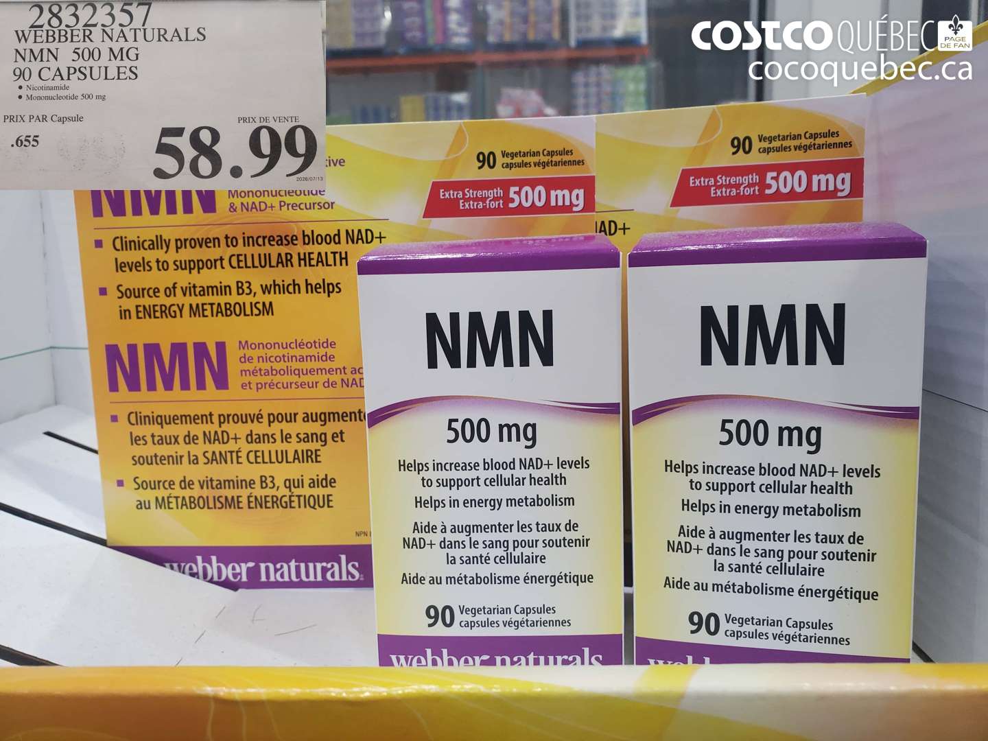2832357 WEBBER NATURALS NMN 500 MG 90 CAPSULES $58.99