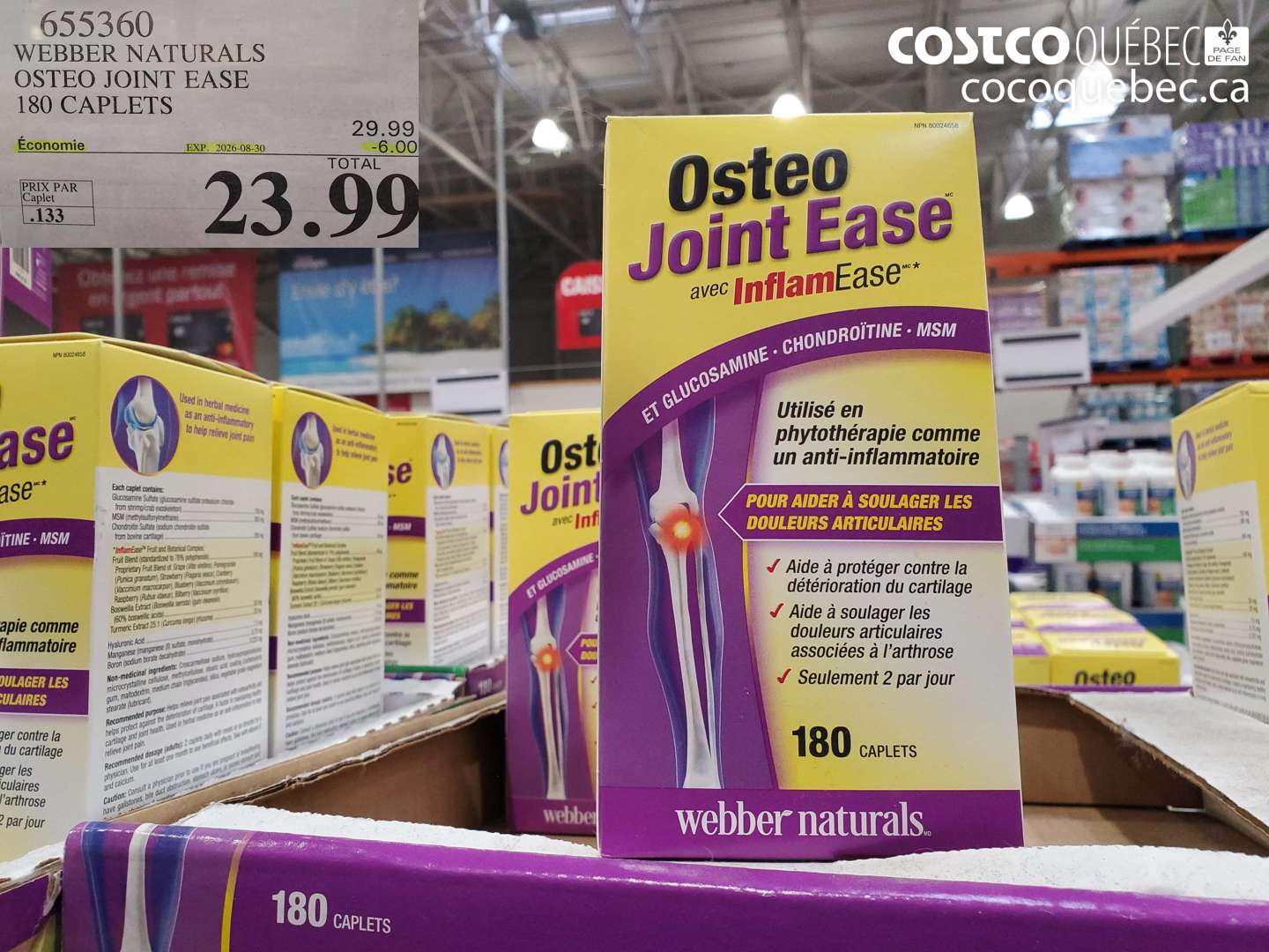 655360 WEBBER NATURALS OSTEO JOINT EASE 180 CAPLETS ($6.00 INSTANT SAVINGS EXPIRES ON 2026-08-30) $23.99