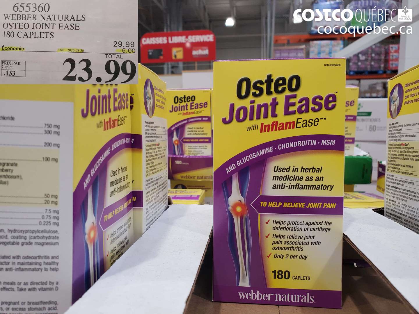 655360 WEBBER NATURALS OSTEO JOINT EASE 180 CAPLETS ($6.00 INSTANT SAVINGS EXPIRES ON 2026-08-30) $23.99