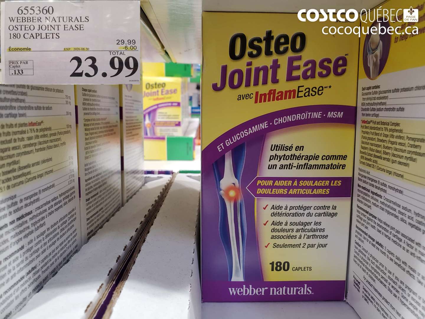 655360 WEBBER NATURALS OSTEO JOINT EASE 180 CAPLETS ($6.00 INSTANT SAVINGS EXPIRES ON 2026-08-30) $23.99