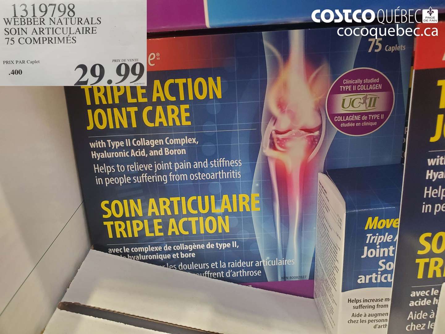 1319798 WEBBER NATURALS SOIN ARTICULAIRE 75 COMPRIMÉS $29.99