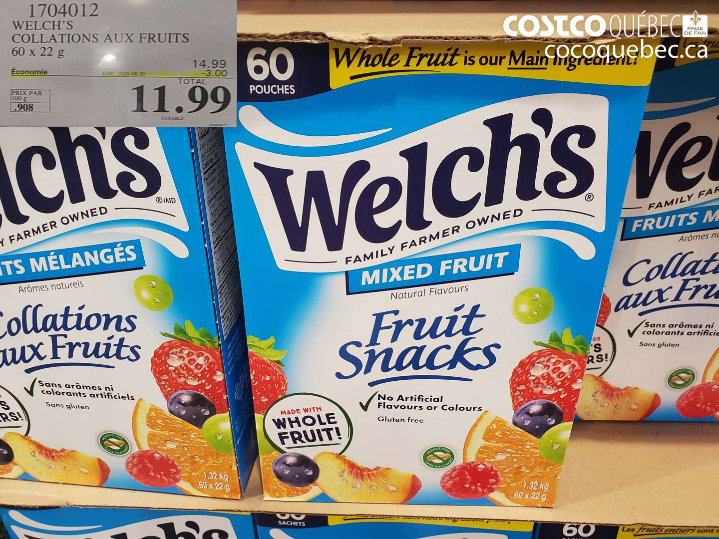 1704012 WELCH'S COLLATIONS AUX FRUITS ($3.00 INSTANT SAVINGS EXPIRES ON 2025-08-30) $11.99