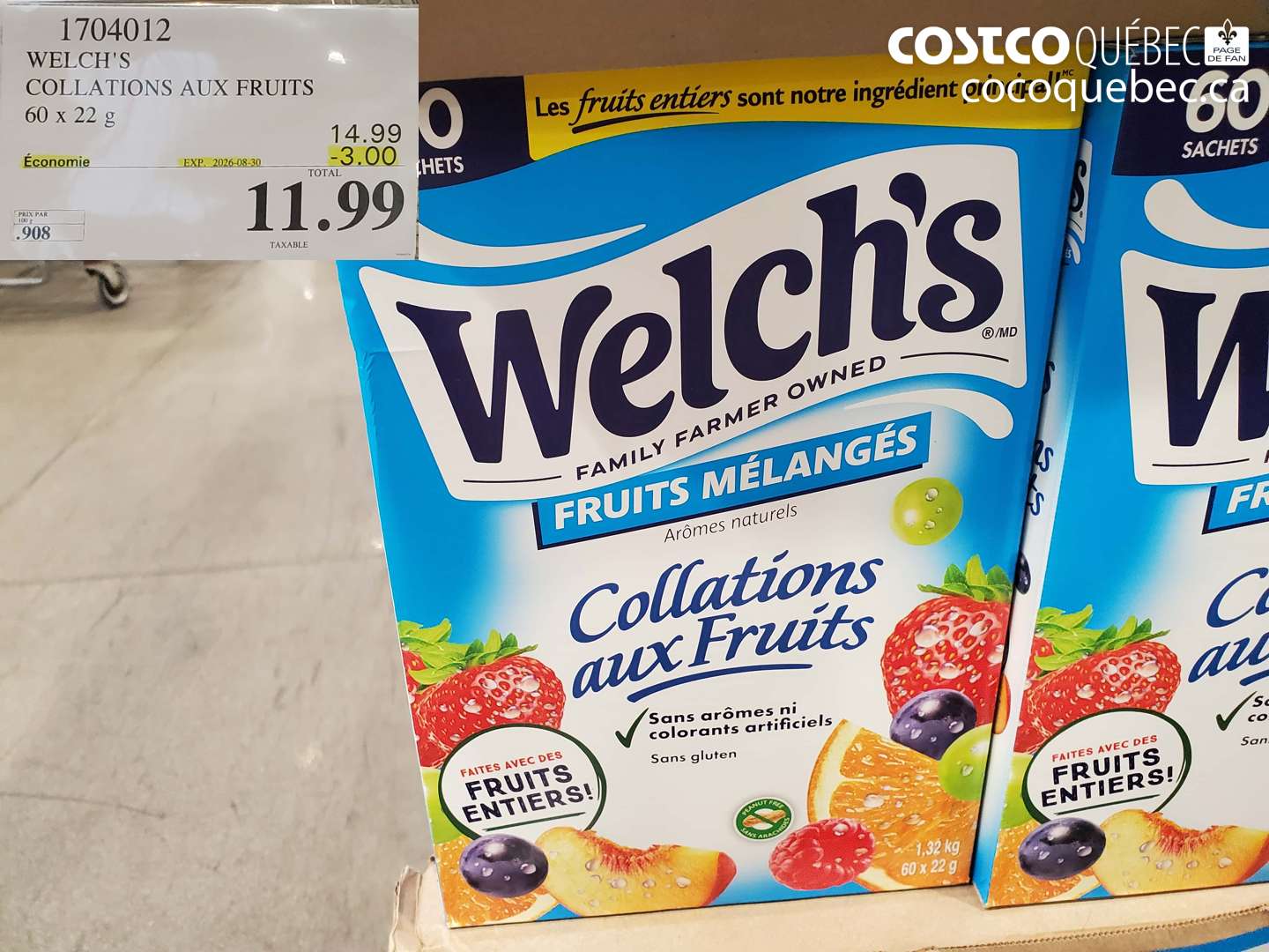 1704012 WELCH'S COLLATIONS AUX FRUITS ($3.00 INSTANT SAVINGS EXPIRES ON 2026-08-30) $11.99
