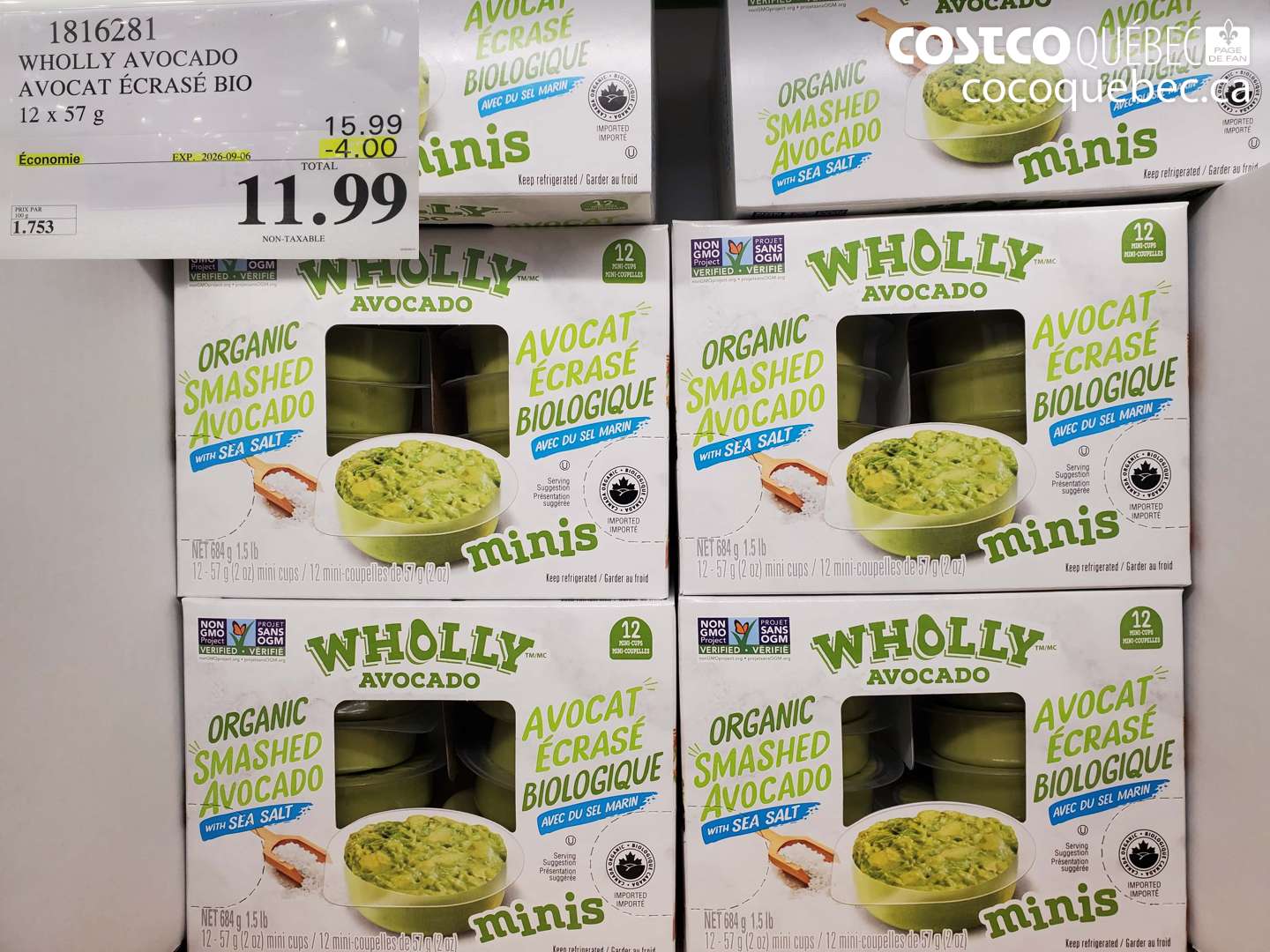 1816281 WHOLLY AVOCADO AVOCAT ÉCRASÉ BIO ($4.00 INSTANT SAVINGS EXPIRES ON 2026-09-06) $11.99
