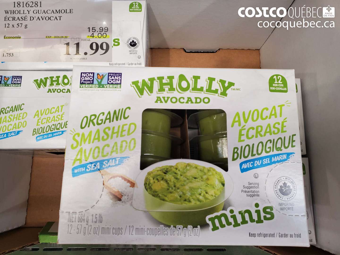 1816281 WHOLLY GUACAMOLE ÉCRASÉ D'AVOCAT 12 X 57 G ($4.00 INSTANT SAVINGS EXPIRES ON 2026-08-30) $11.99