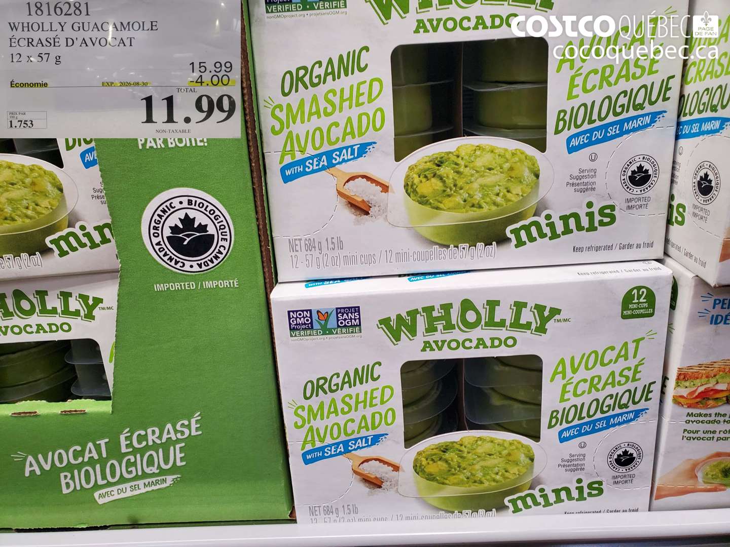 1816281 WHOLLY GUACAMOLE ÉCRASÉ D'AVOCAT ($4.00 INSTANT SAVINGS EXPIRES ON 2026-08-30) $11.99