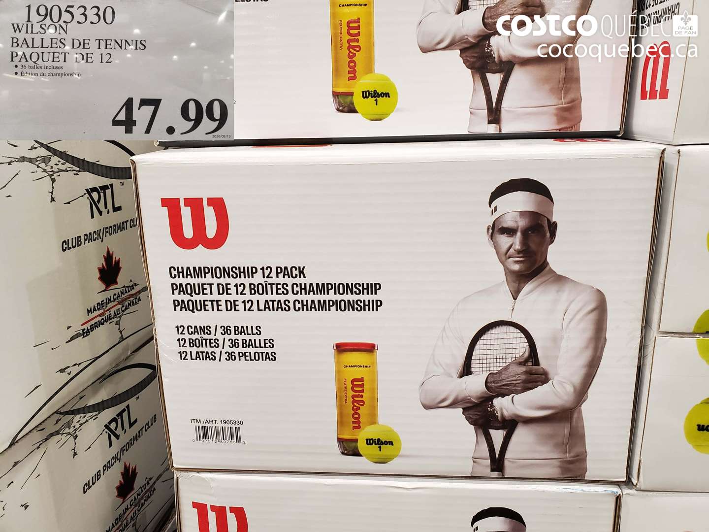 1905330 WILSON BALLES DE TENNIS PAQUET DE 12 $47.99