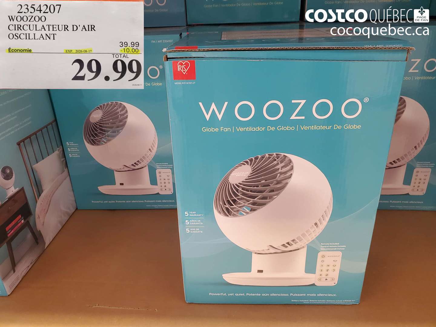 2354207 WOOZOO CIRCULATEUR D'AIR OSCILLANT ($10.00 INSTANT SAVINGS EXPIRES ON 2026-08-17) $29.99