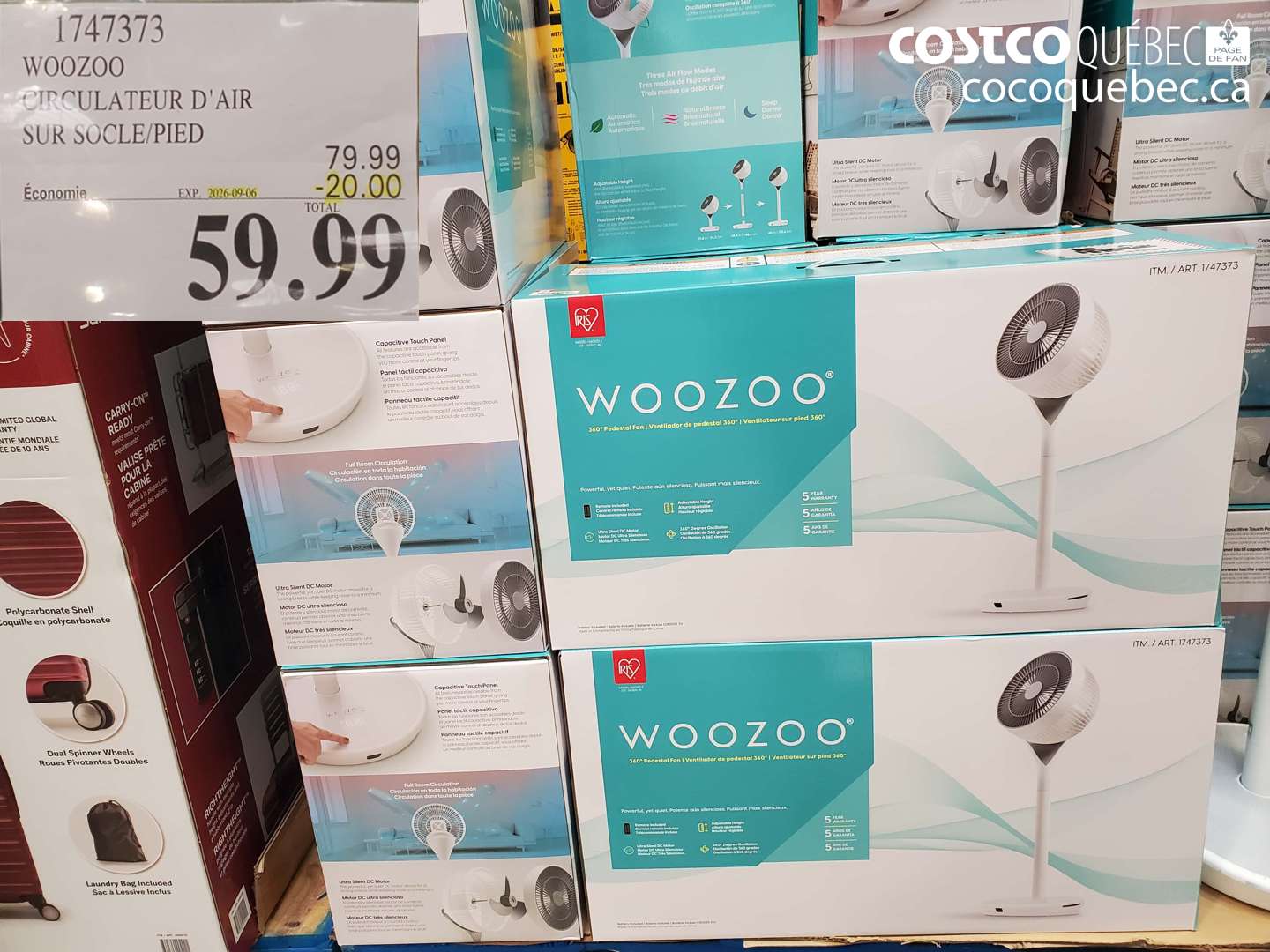 1747373 WOOZOO CIRCULATEUR D'AIR SUR SOCLE/PIED ($20.00 INSTANT SAVINGS EXPIRES ON 2026-09-06) $59.99