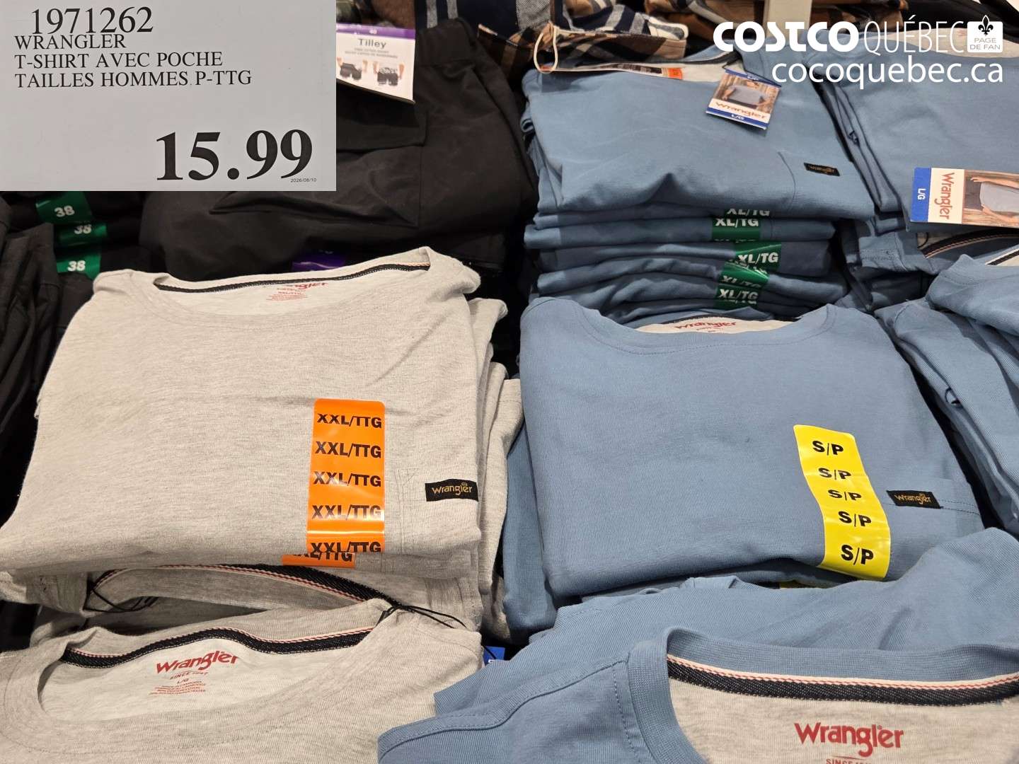 1971262 WRANGLER T-SHIRT AVEC POCHE TAILLES HOMMES P-TTG $15.99