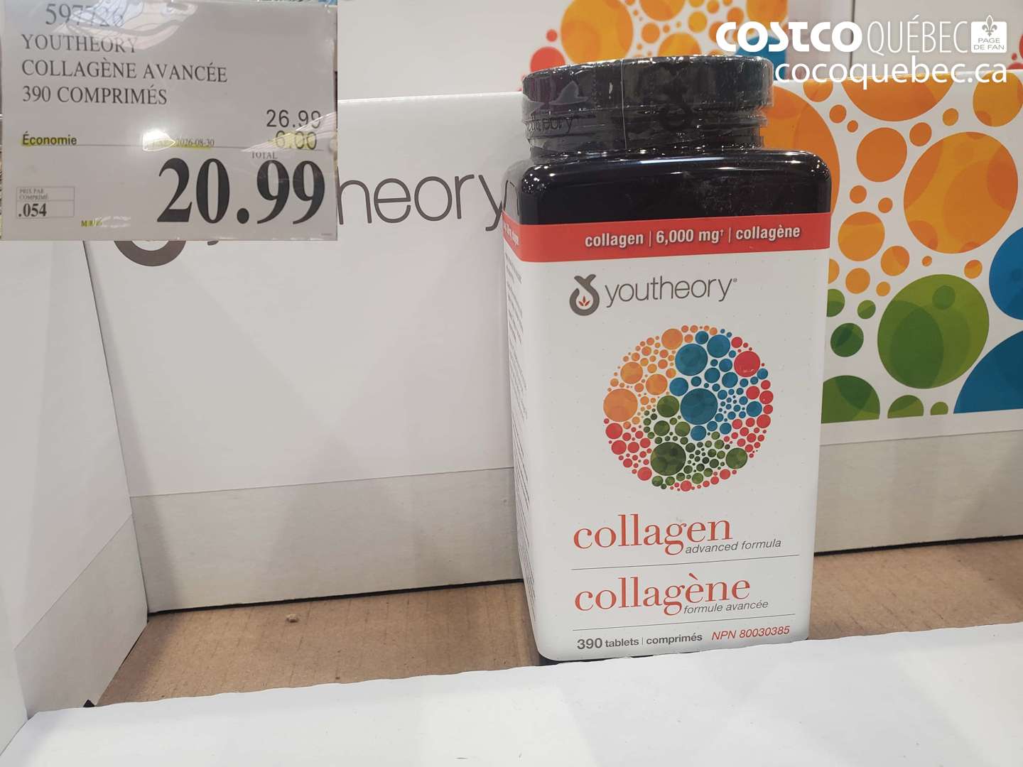 593722 YOUTHEORY COLLAGÈNE AVANCÉE 390 COMPRIMÉS ($6.00 INSTANT SAVINGS EXPIRES ON 2026-08-30) $20.99