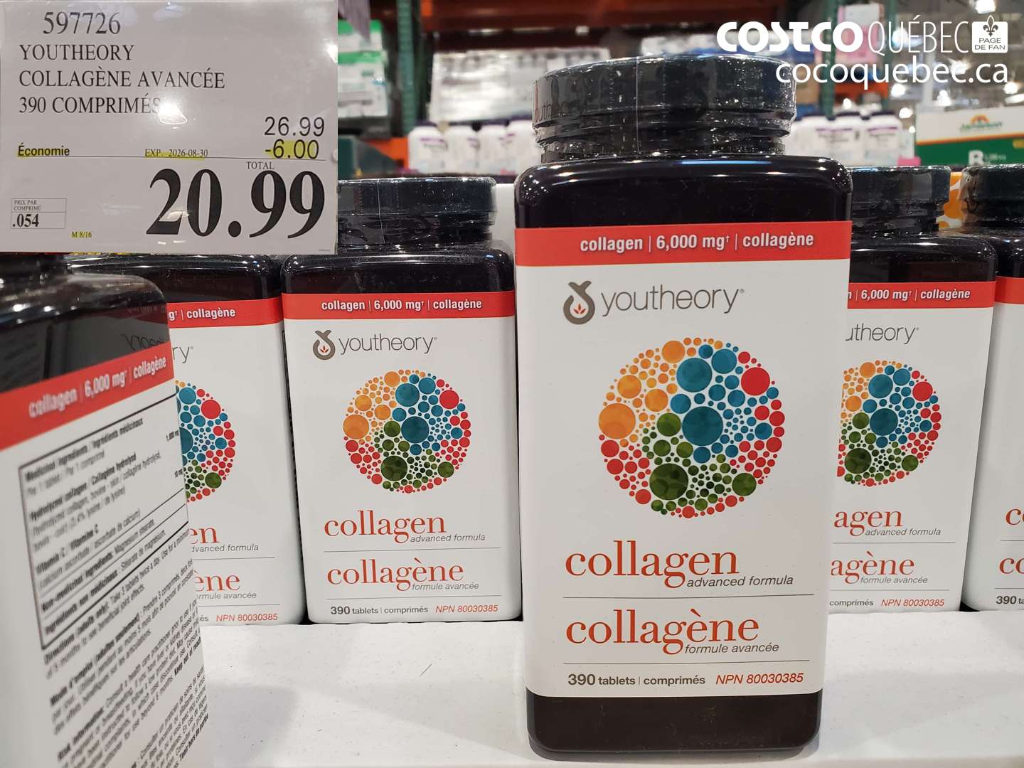 597726 YOUTHEORY COLLAGÈNE AVANCÉE 390 COMPRIMÉS ($6.00 INSTANT SAVINGS EXPIRES ON 2026-08-30) $20.99