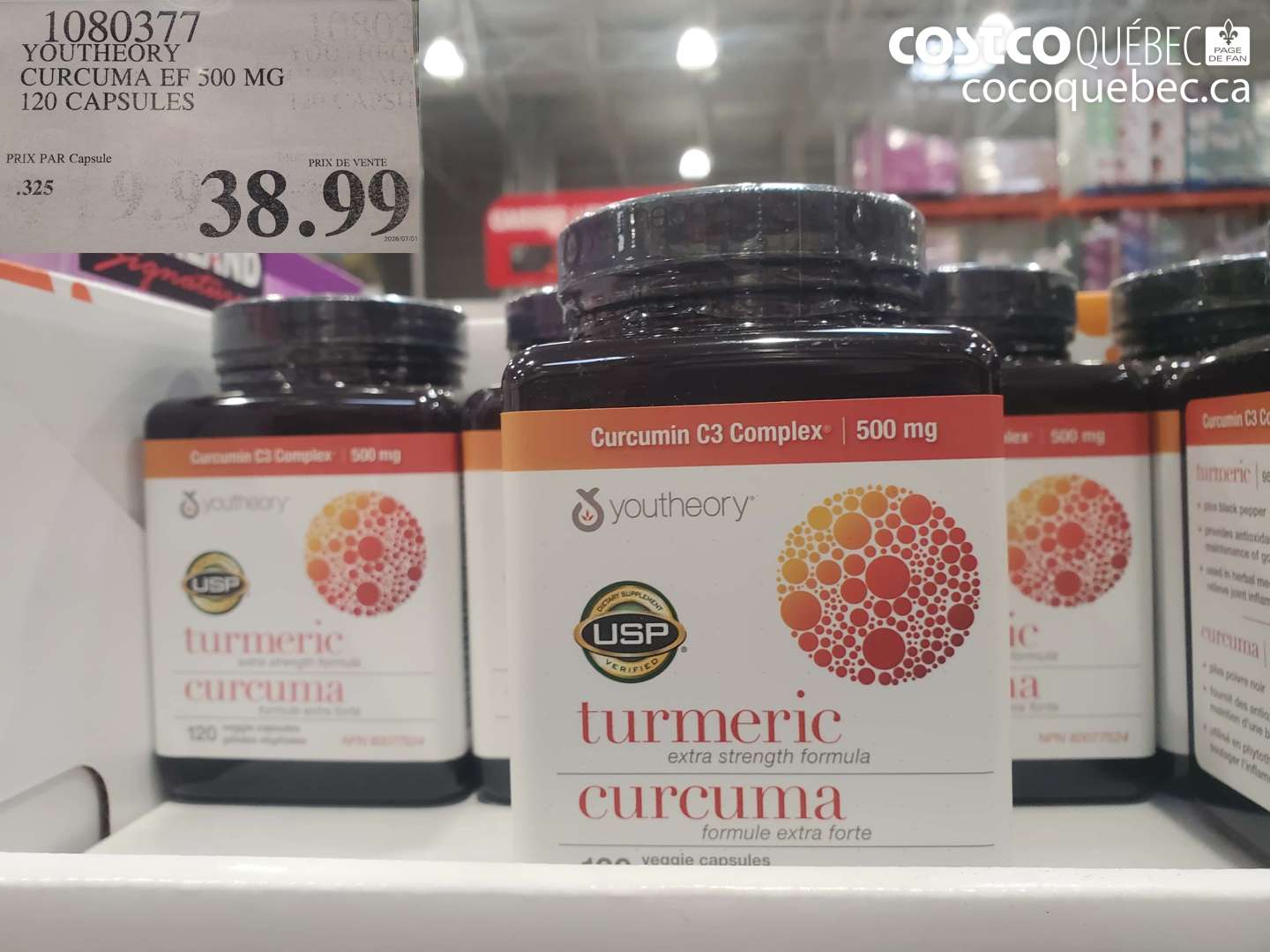 1080377 YOUTHEORY CURCUMA EF 500 MG 120 CAPSULES $38.99