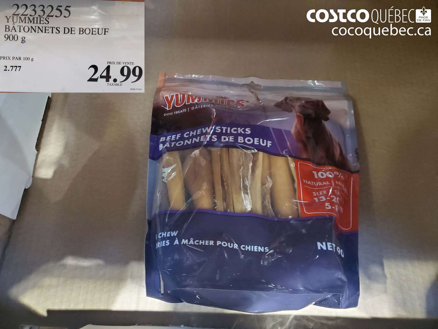 2233255 YUMMIES BÂTONNETS DE BOEUF $24.99
