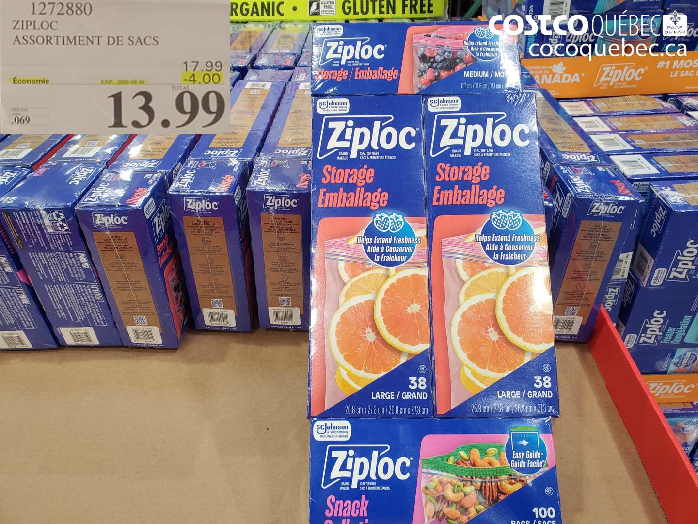 1272880 ZIPLOC ASSORTIMENT DE SACS ($4.00 INSTANT SAVINGS EXPIRES ON 2026-08-30) $13.99