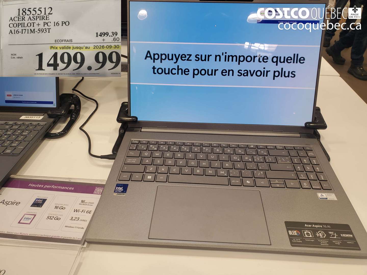 1855512 ACER ASPIRE COPILOT + PC 16 PO A16-I71M-593T (EXPIRES ON 2026-09-30) $1499.99