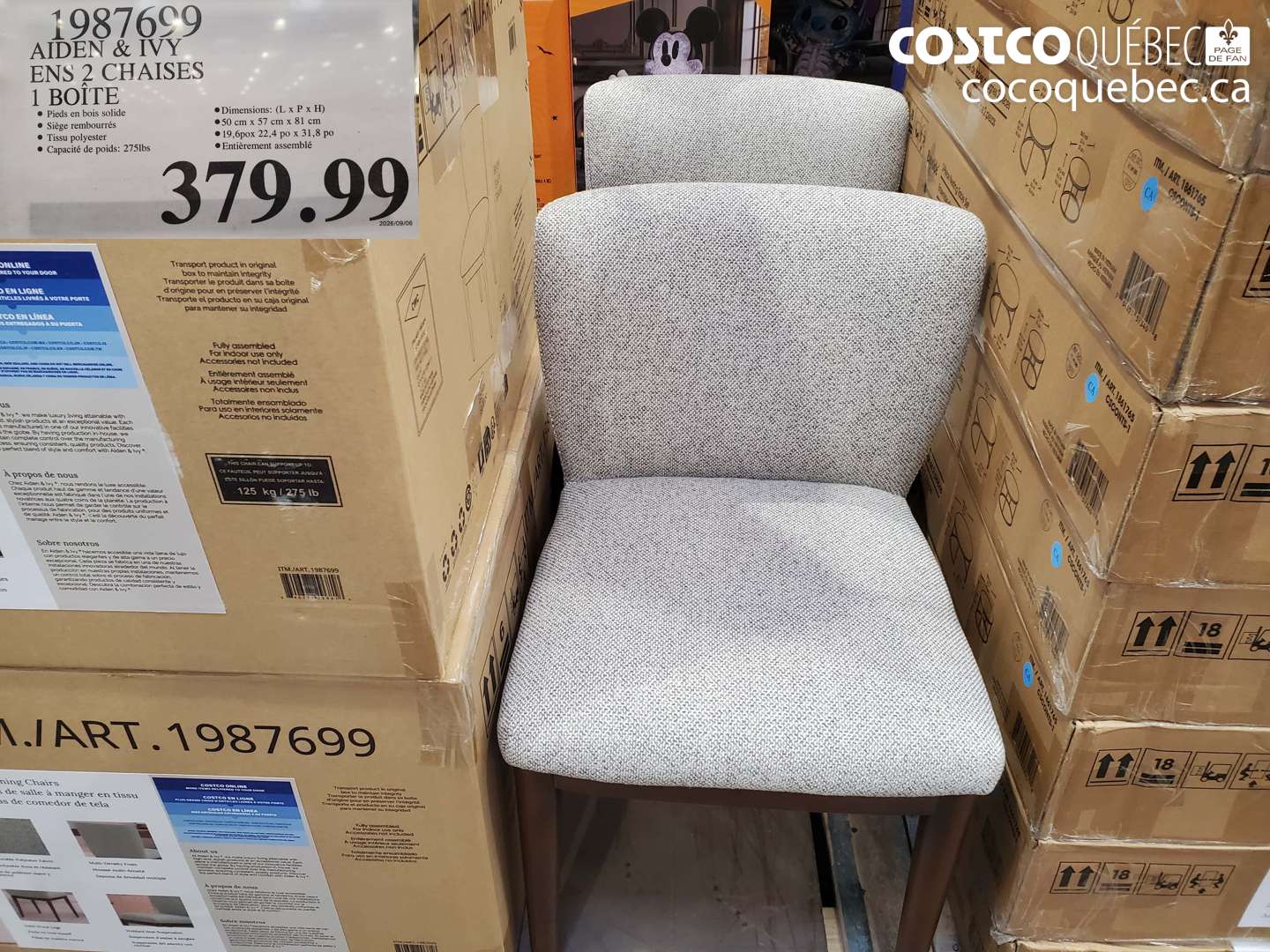1987699 AIDEN & IVY ENS 2 CHAISES 1 BOÎTE $379.99