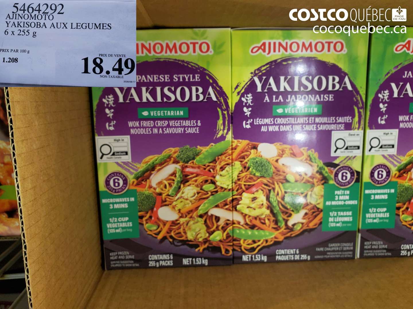 5464292 AJINOMOTO YAKISOBA AUX LEGUMES $18.49