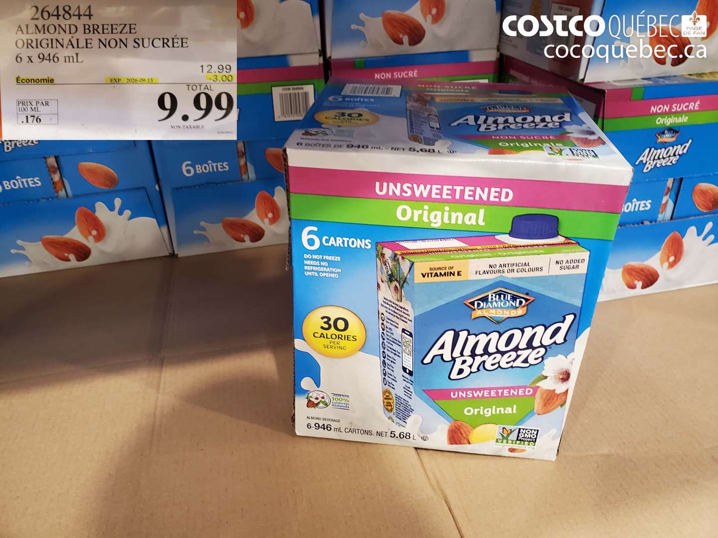 264844 ALMOND BREEZE ORIGINALE NON SUCRÉE ($3.00 INSTANT SAVINGS EXPIRES ON 2026-09-13) $9.99
