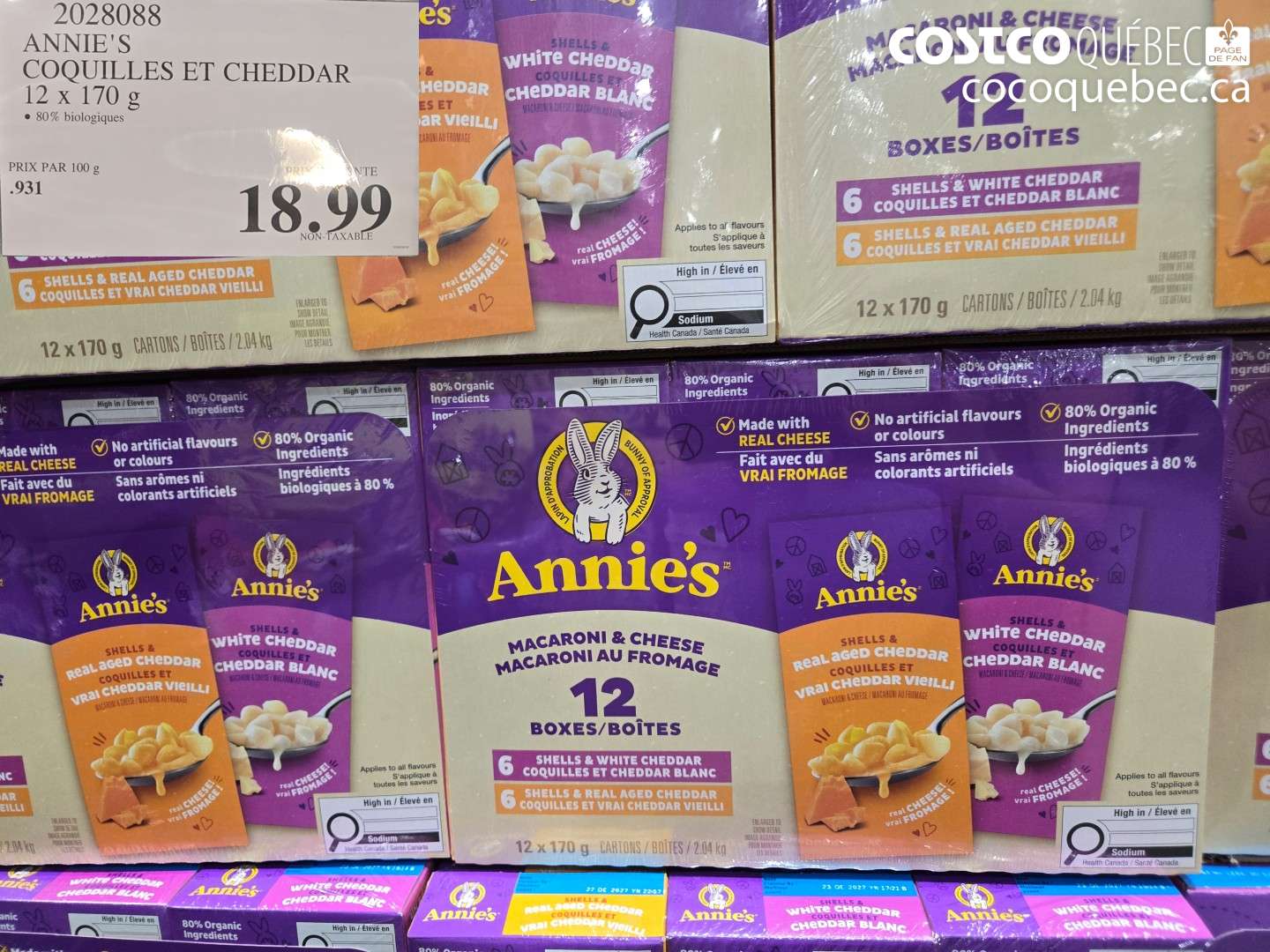 2028088 ANNIE'S COQUILLES ET CHEDDAR 12 X 170 G $18.99