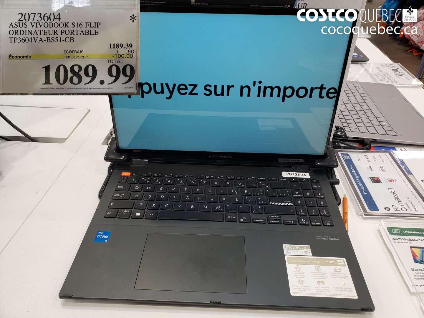 2073604 ASUS VIVOBOOK S16 FLIP ORDINATEUR PORTABLE TP3604VA-BS51-CB ($100.00 INSTANT SAVINGS EXPIRES ON 2026-09-13) $1089.99