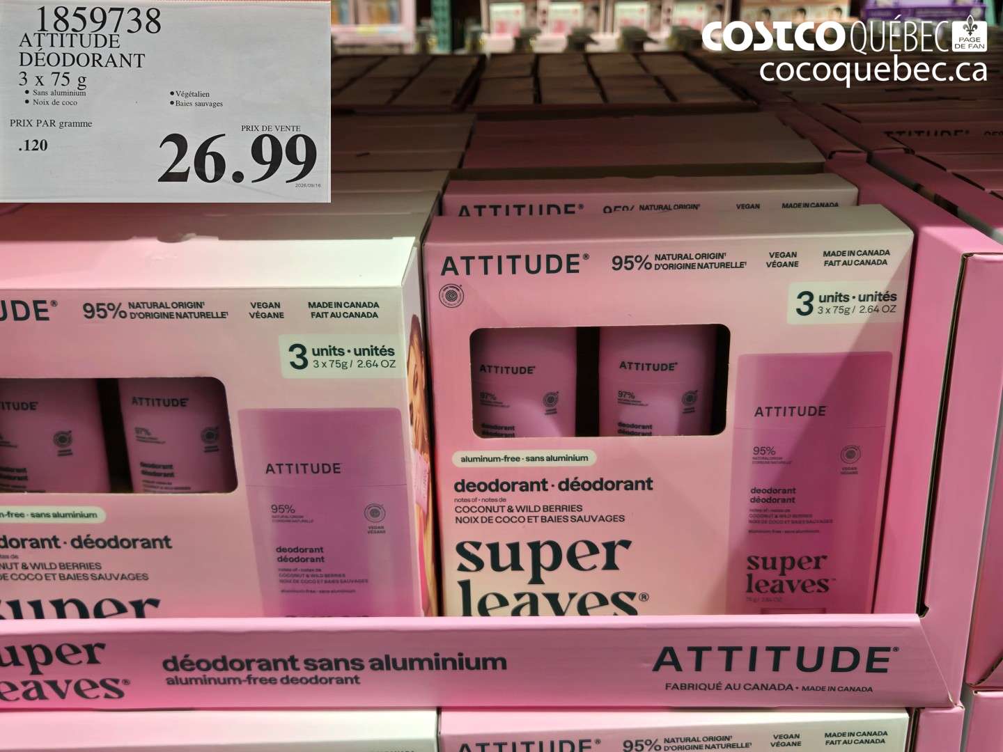 1859738 ATTITUDE DÉODORANT 3 X 75 G $26.99