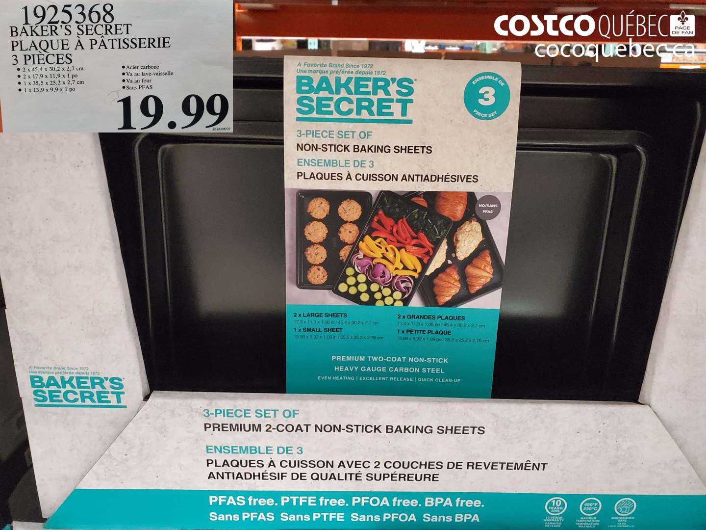 1925368 BAKER'S SECRET PLAQUE À PÂTISSERIE 3 PIÈCES $19.99