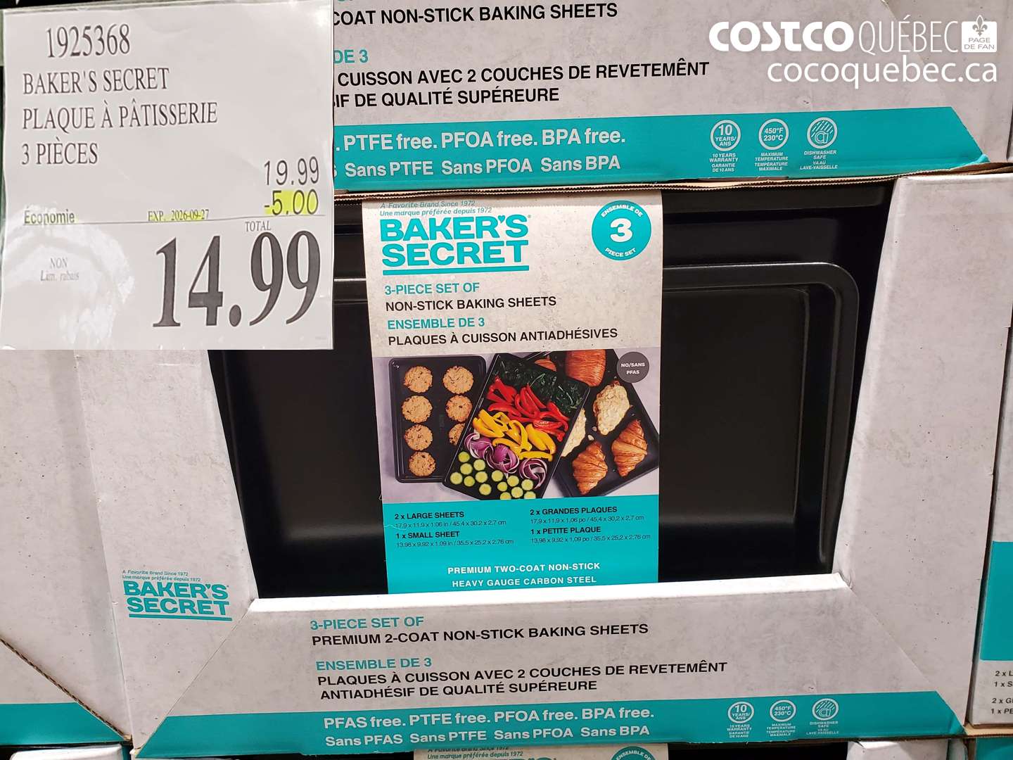 1925368 BAKER'S SECRET PLAQUE À PÂTISSERIE 3 PIÈCES ($5.00 INSTANT SAVINGS EXPIRES ON 2026-09-27) $14.99