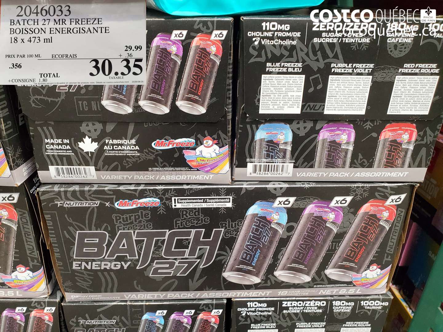 2046033 BATCH 27 MR FREEZE BOISSON ENERGISANTE $30.35
