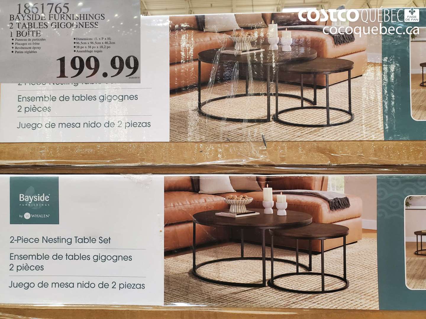 1861765 BAYSIDE FURNISHINGS 2 TABLES GIGOGNESS 1 BOÎTE $199.99