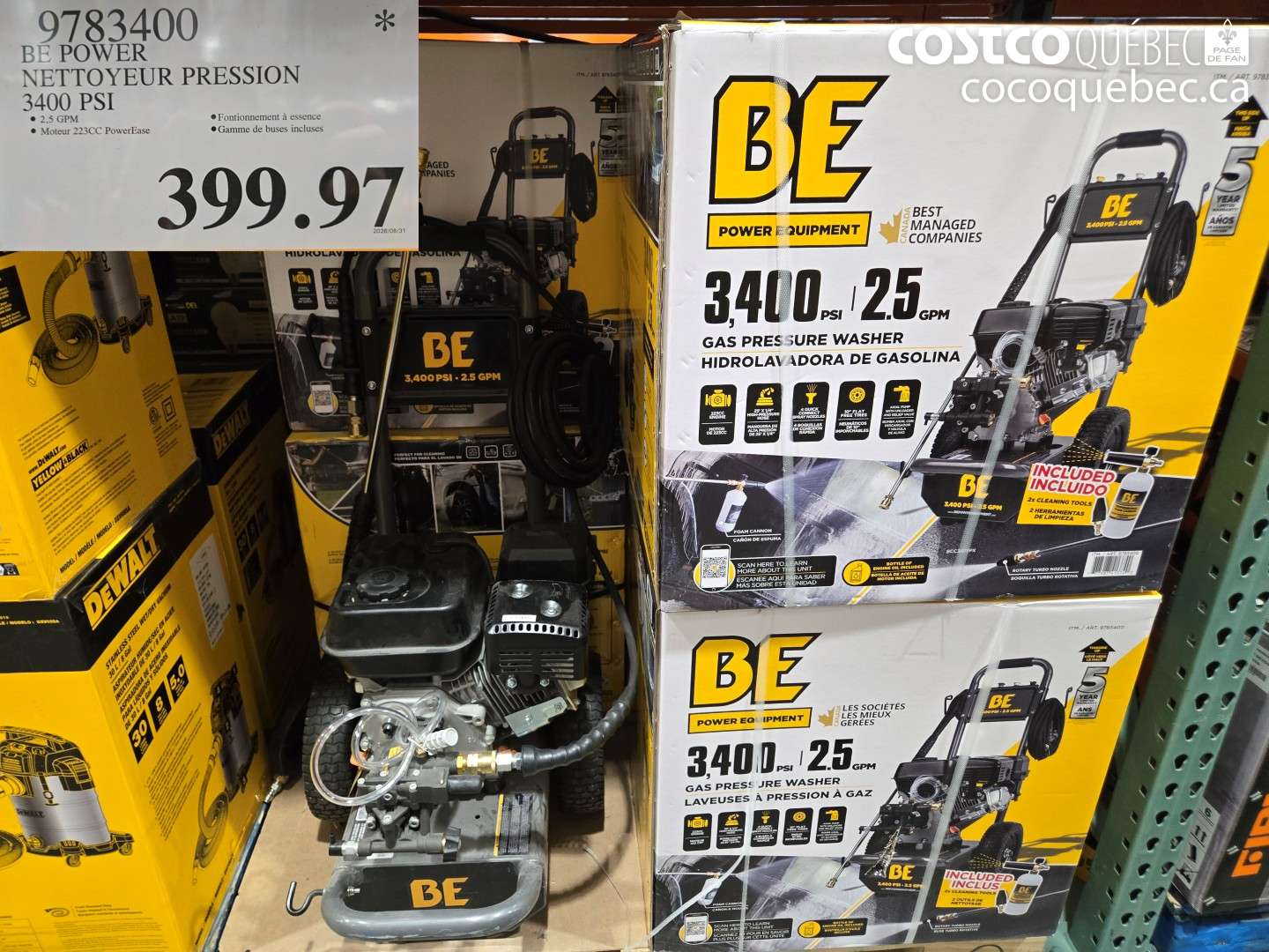9783400 BE POWER NETTOYEUR PRESSION 3400 PSI $399.97