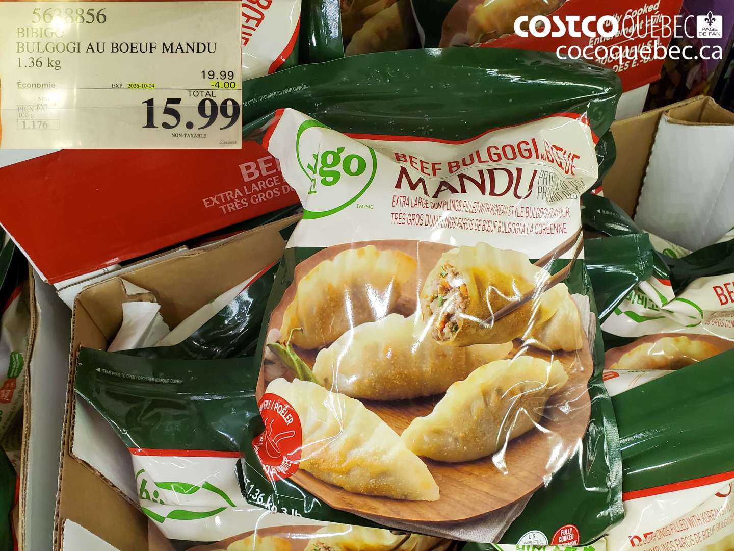 5638856 BIBIGO BULGOGI AU BOEUF MANDU ($4.00 INSTANT SAVINGS EXPIRES ON 2026-10-04) $15.99