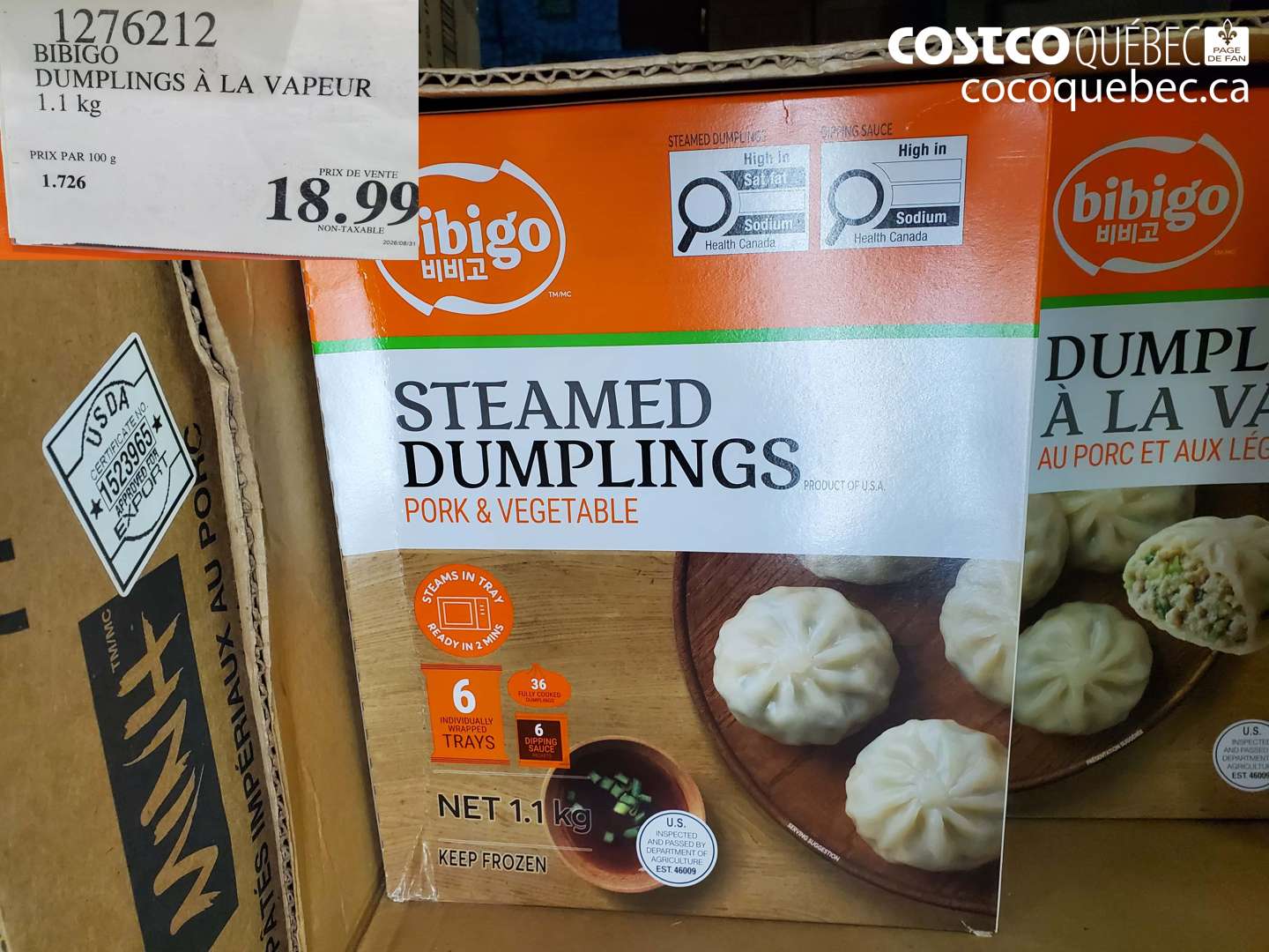 1276212 BIBIGO DUMPLINGS À LA VAPEUR $18.99