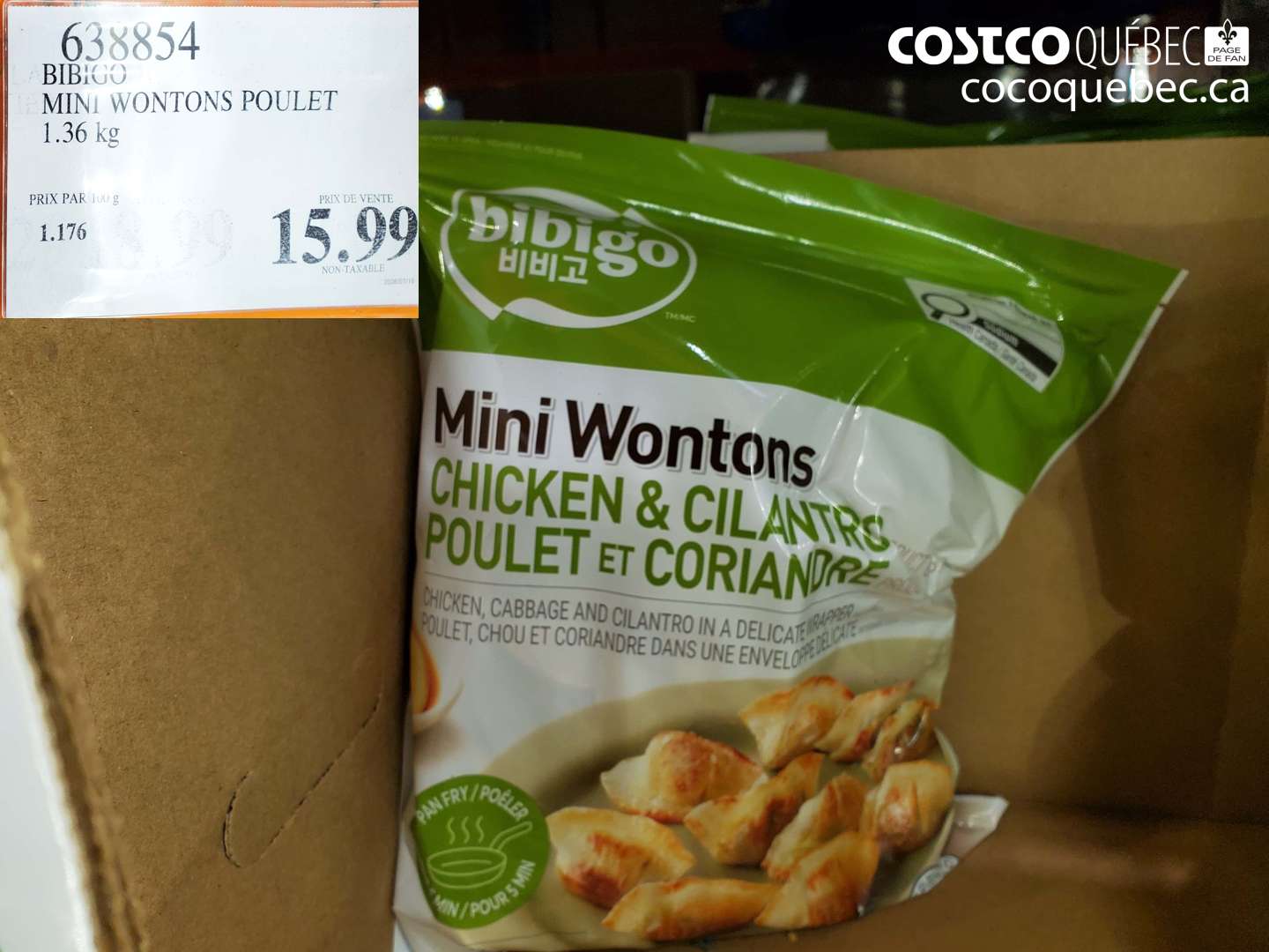 638854 BIBIGO MINI WONTONS POULET $15.99