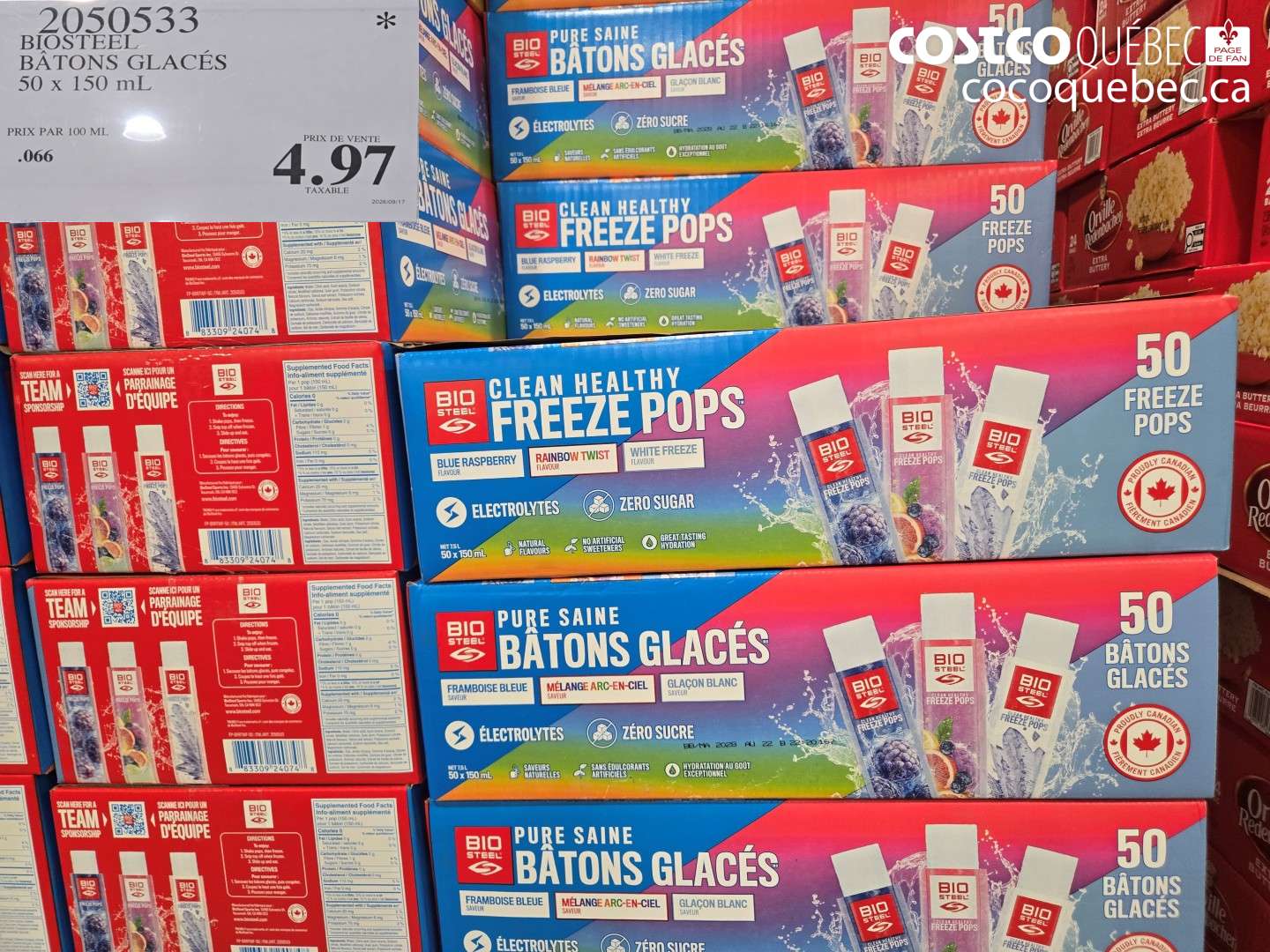 2050533 BIOSTEEL BÂTONS GLACÉS $4.97