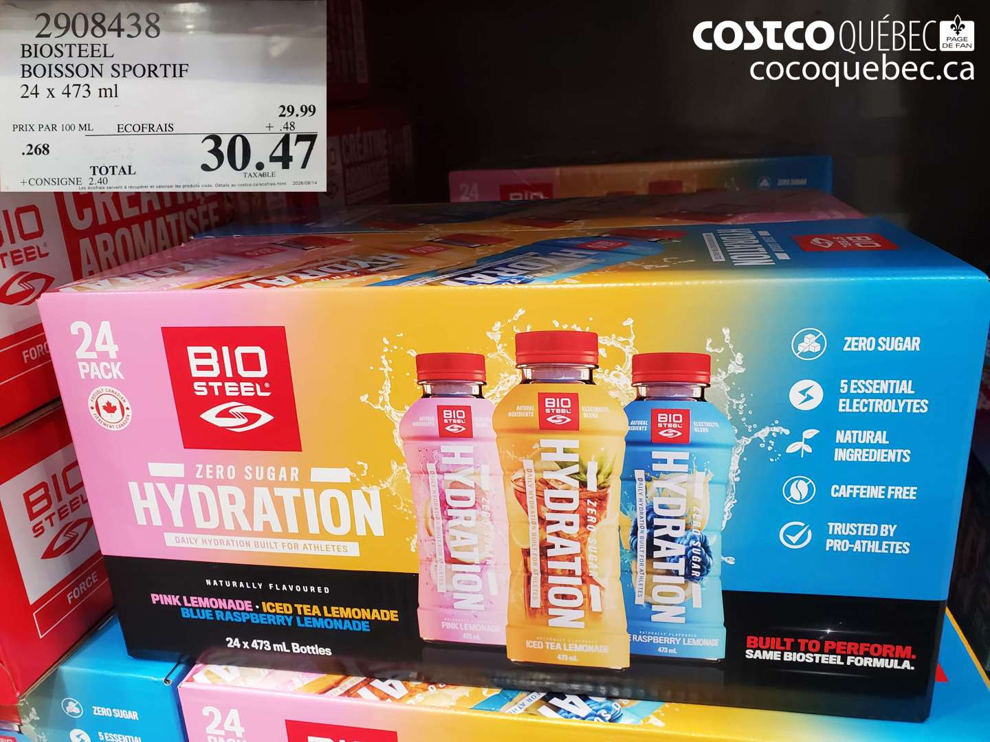 2908438 BIOSTEEL BOISSON SPORTIF 24 X 473 ML $30.47