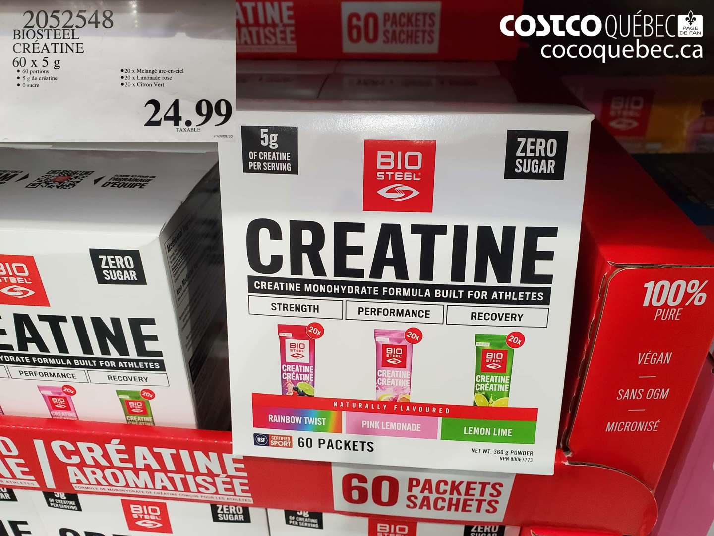 2052548 BIOSTEEL CRÉATINE 60 X 5 G $24.99