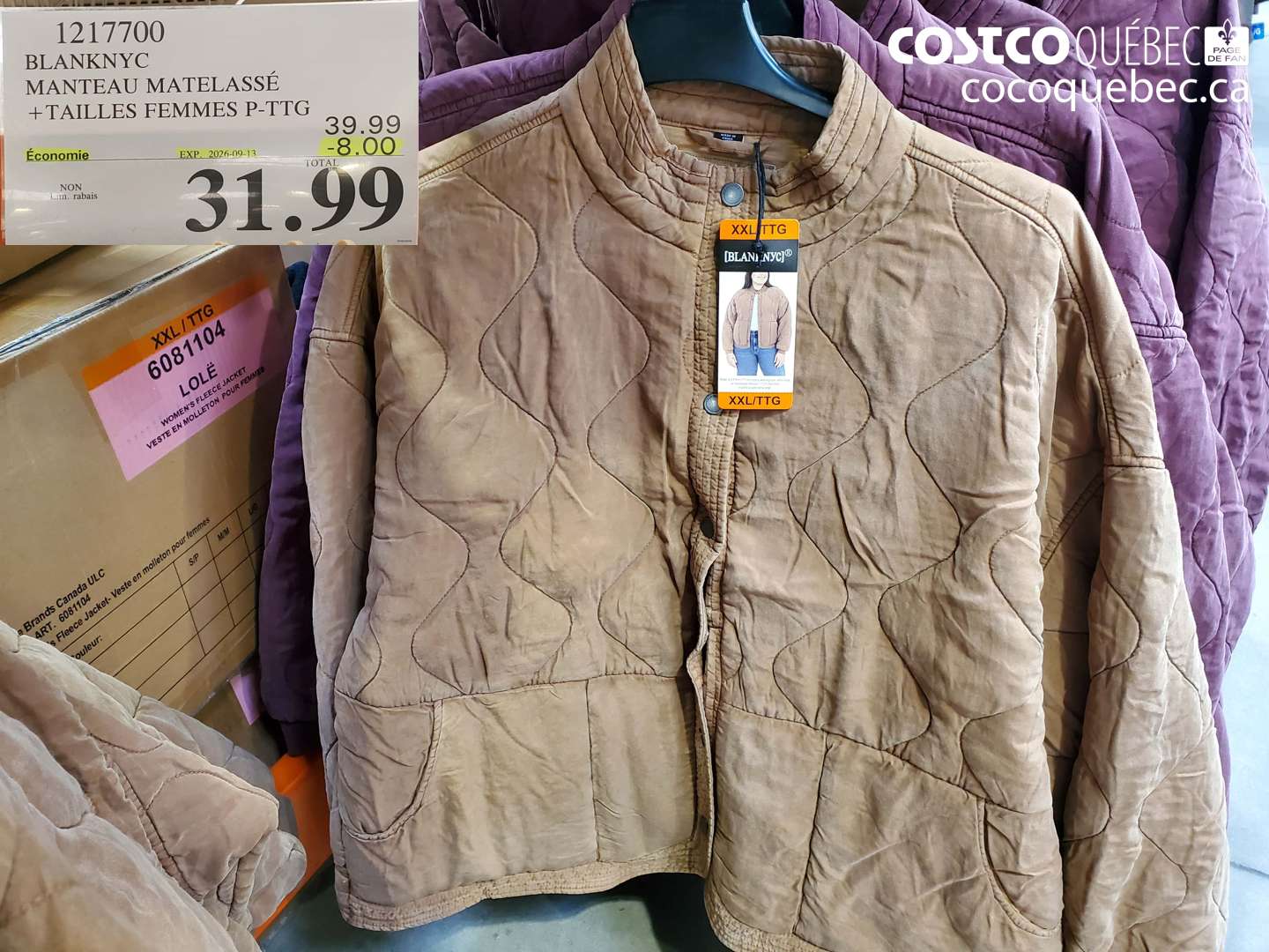 1217700 BLANKNYC MANTEAU MATELASSÉ + TAILLES FEMMES P-TTG ($8.00 INSTANT SAVINGS EXPIRES ON 2026-09-13) $31.99